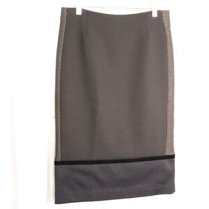 Etro Womens Luxury Black Gold Velvet Trim Pencil Skirt Lined Size IT 42 US 8 EUC